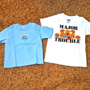 Brand New Kids Light Blue and White Colorado & Major Trouble Graphic Tees 2T